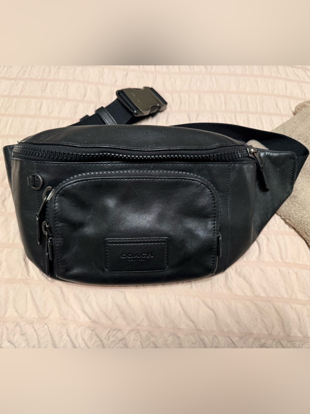 Coach Black Leather Men's Waist Belt Bag